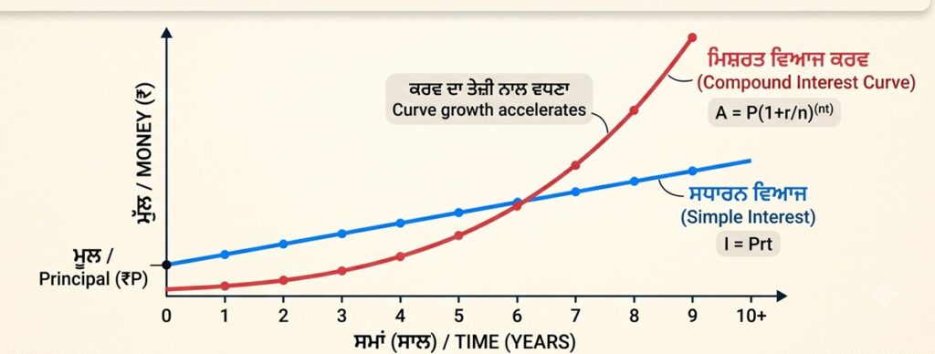 Simple Interest and Compound interest graph